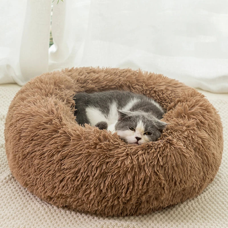 Round Plush Pet Bed - Super Soft Washable Cozy Cats & Dog Nest 40 - 100 cm