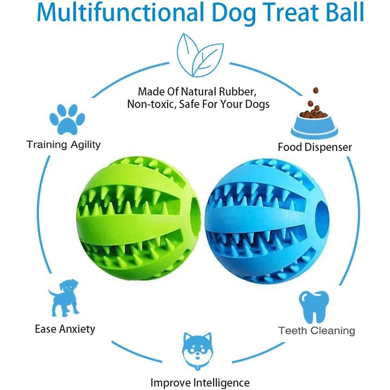 Interactive Rubber Dog Toy Ball – Chew & Treat Dispenser for Dogs and Puppies, Teeth Cleaning Play Ball