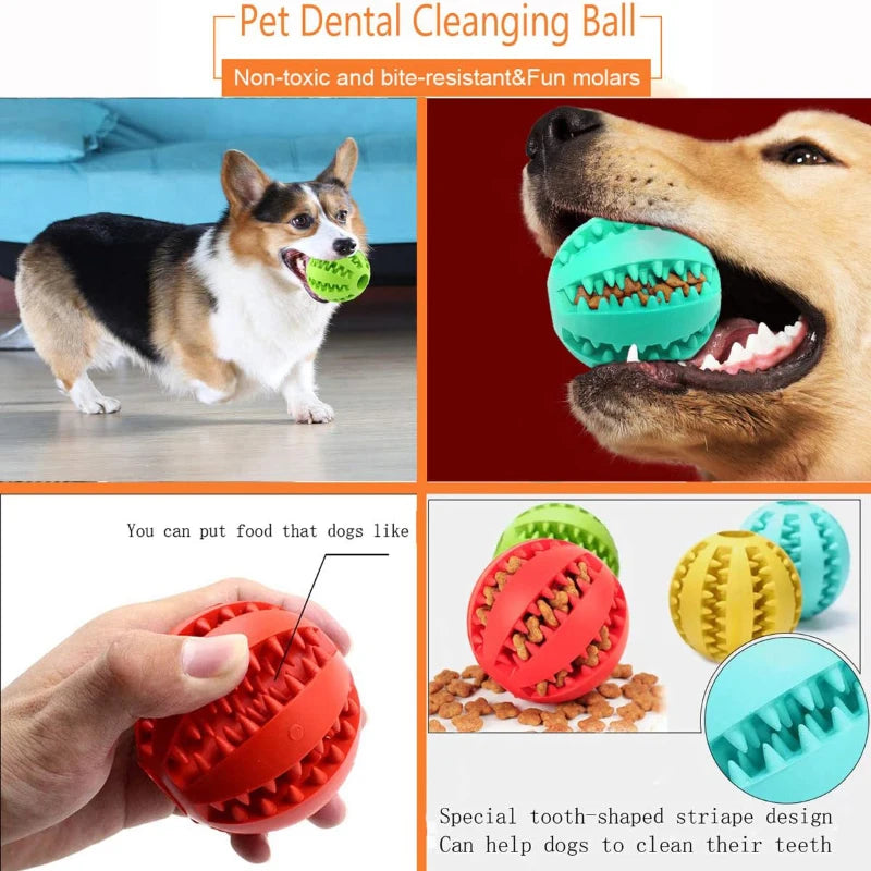 Interactive Rubber Dog Toy Ball – Chew & Treat Dispenser for Dogs and Puppies, Teeth Cleaning Play Ball