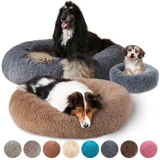 Round Plush Pet Bed - Super Soft Washable Cozy Cats & Dog Nest 40 - 100 cm
