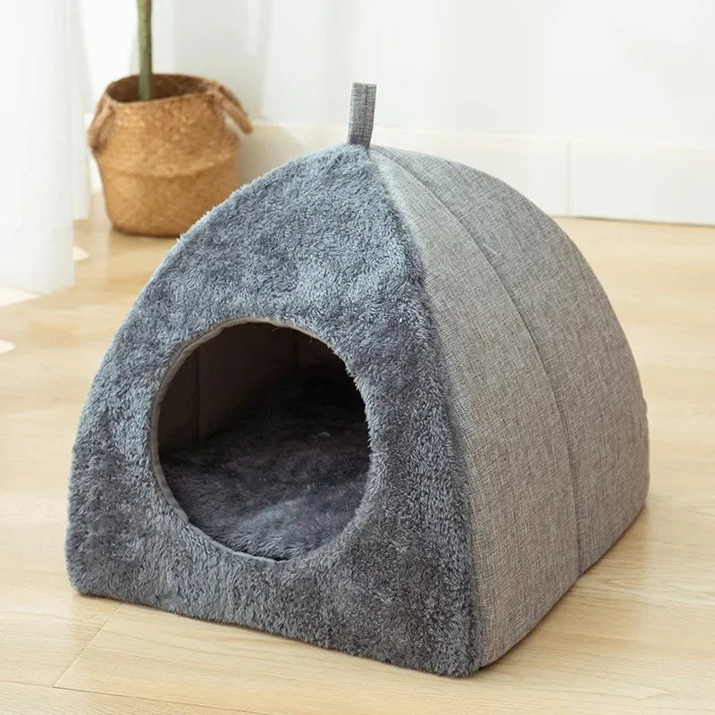 Triangle Cat House – Warm Enclosed Cat Bed | Thick Cozy Nest for Cats & Small Dogs
