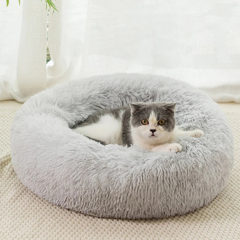 Round Plush Pet Bed - Super Soft Washable Cozy Cats & Dog Nest 40 - 100 cm
