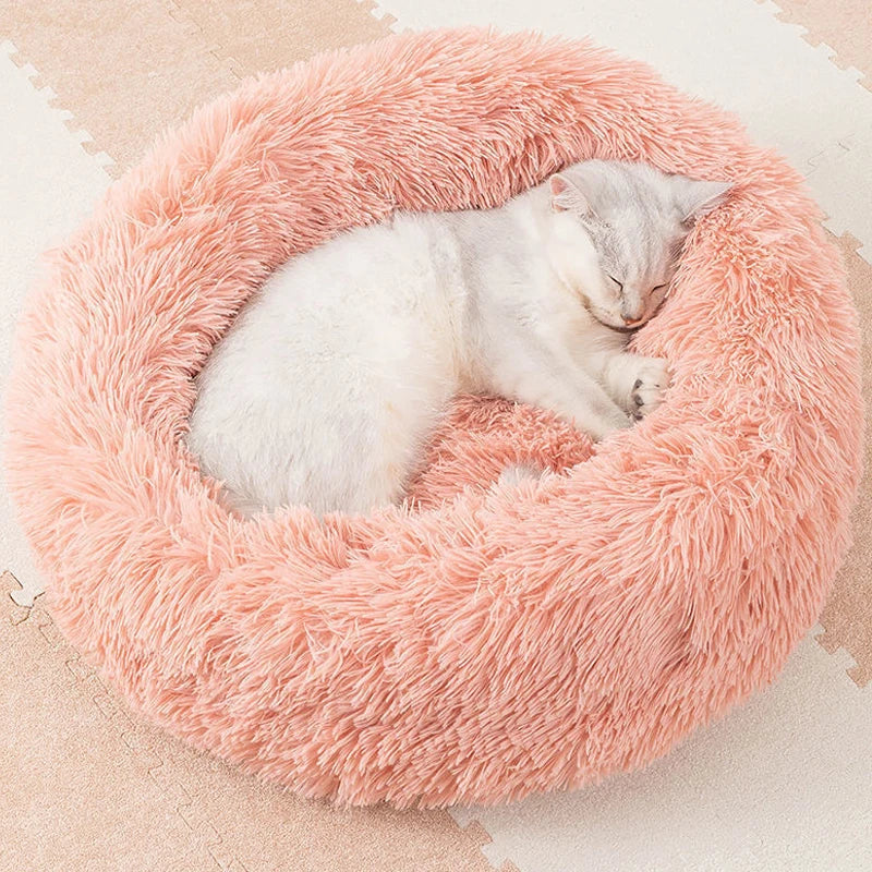 Round Plush Pet Bed - Super Soft Washable Cozy Cats & Dog Nest 40 - 100 cm