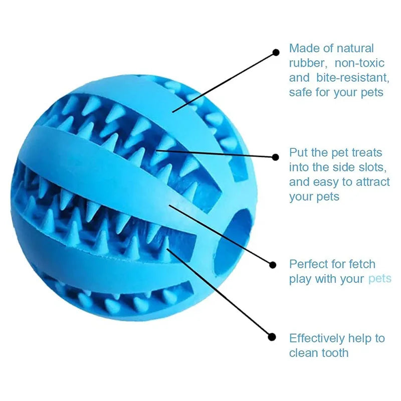 Interactive Rubber Dog Toy Ball – Chew & Treat Dispenser for Dogs and Puppies, Teeth Cleaning Play Ball