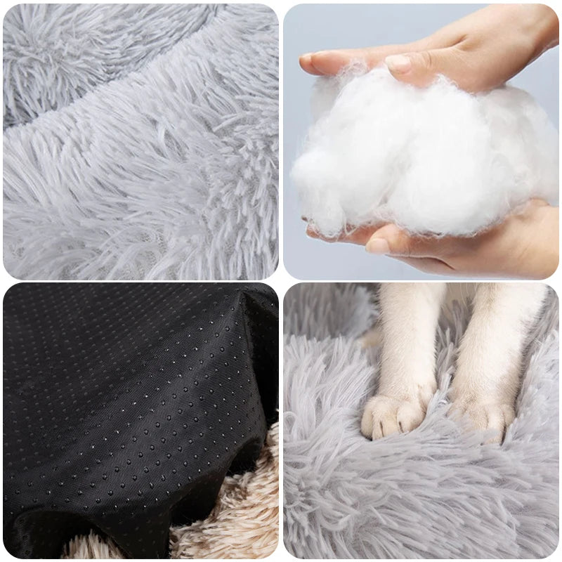 Round Plush Pet Bed - Super Soft Washable Cozy Cats & Dog Nest 40 - 100 cm