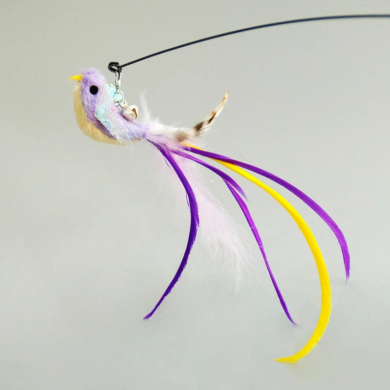 Interactive Cat Feather Toy with Bell - Hands Free Suction Cup Wand for Cat Play & Exercise