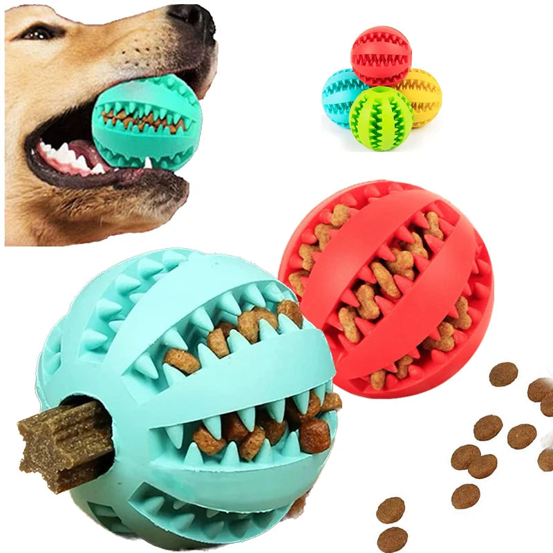 Interactive Rubber Dog Toy Ball – Chew & Treat Dispenser for Dogs and Puppies, Teeth Cleaning Play Ball