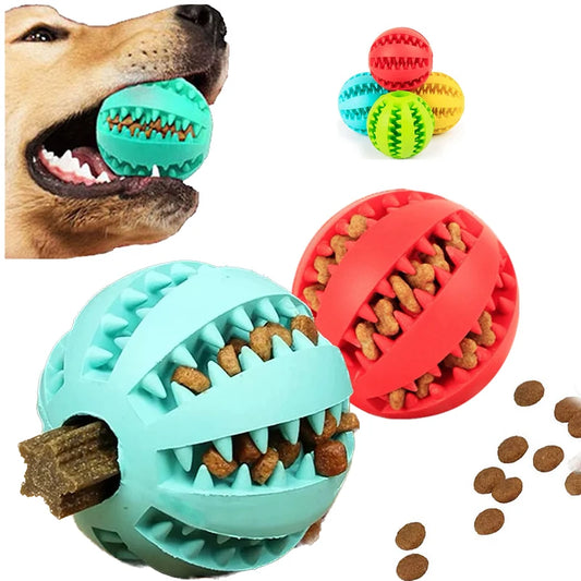 Interactive Rubber Dog Toy Ball – Chew & Treat Dispenser for Dogs and Puppies, Teeth Cleaning Play Ball