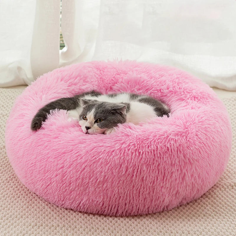 Round Plush Pet Bed - Super Soft Washable Cozy Cats & Dog Nest 40 - 100 cm