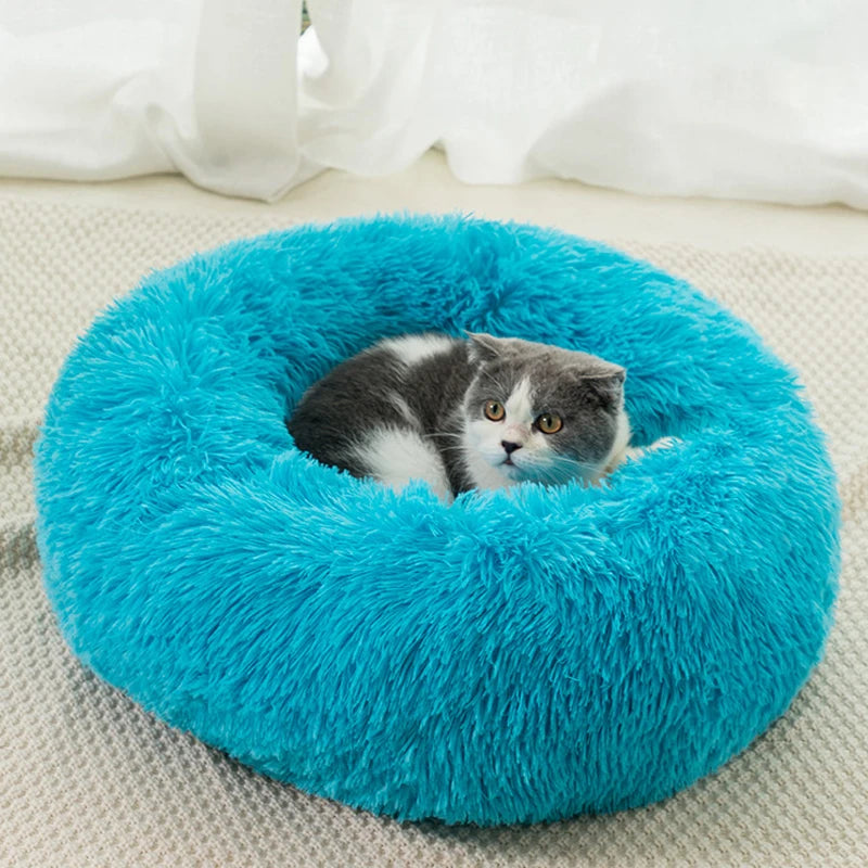 Round Plush Pet Bed - Super Soft Washable Cozy Cats & Dog Nest 40 - 100 cm