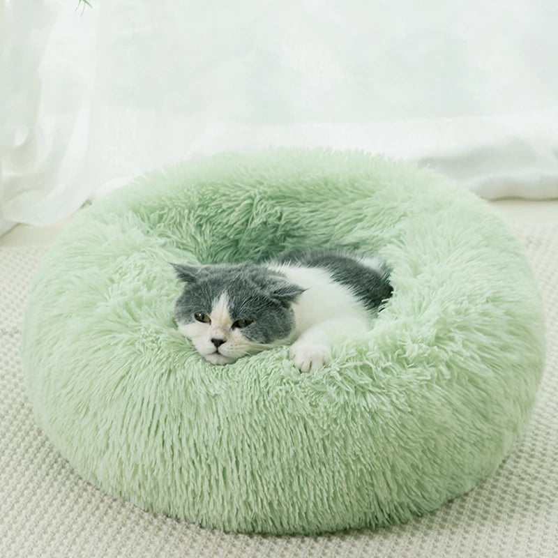 Round Plush Pet Bed - Super Soft Washable Cozy Cats & Dog Nest 40 - 100 cm